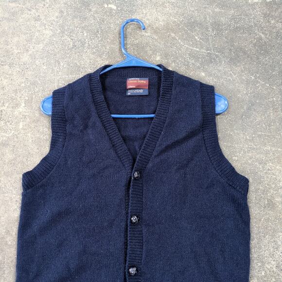 Vintage JCPenney Sweater Vest Mens M Blue Cardigan 80s Button Up Ribbed 80s - Picture 2 of 8